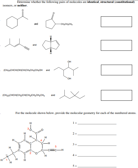 Solved Determine whether the following pairs of molecules | Chegg.com