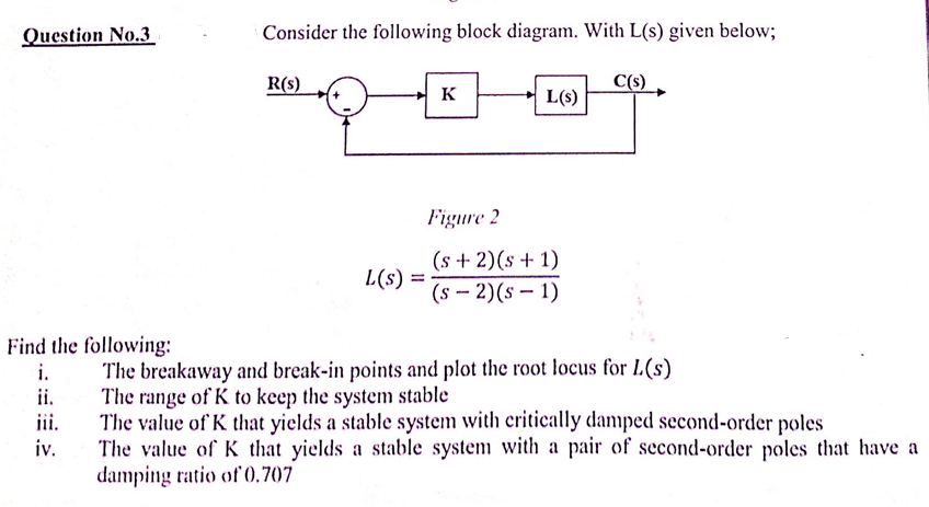 Solved Question No.3 Consider The Following Block Diagram. | Chegg.com