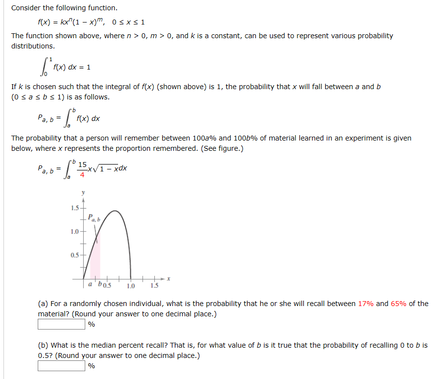 Solved Consider The Following Function F X Kx 1 X