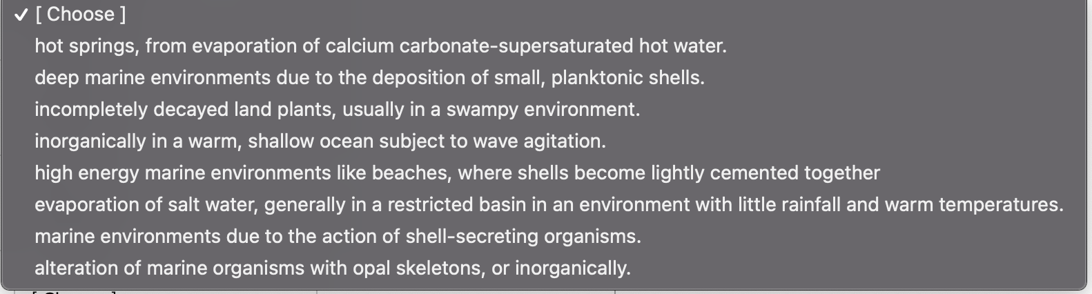 Solved Match the following Chemical Sedimentary Rocks with | Chegg.com