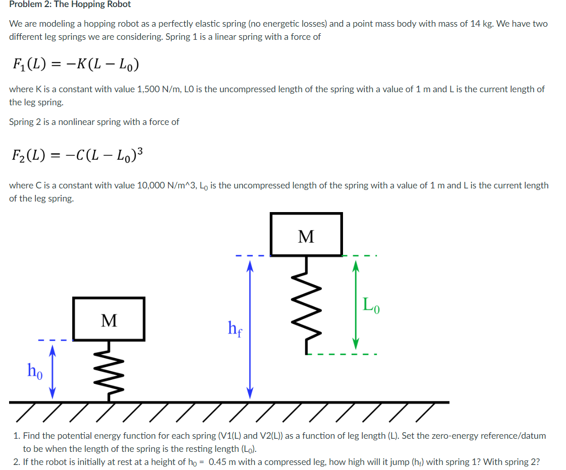 Solved Problem 2 The Hopping Robot We Are Modeling A Hop Chegg Com