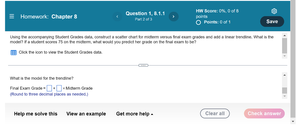Solved SO = Homework: Chapter 8 Question 1, 8.1.1 Part 2 of | Chegg.com