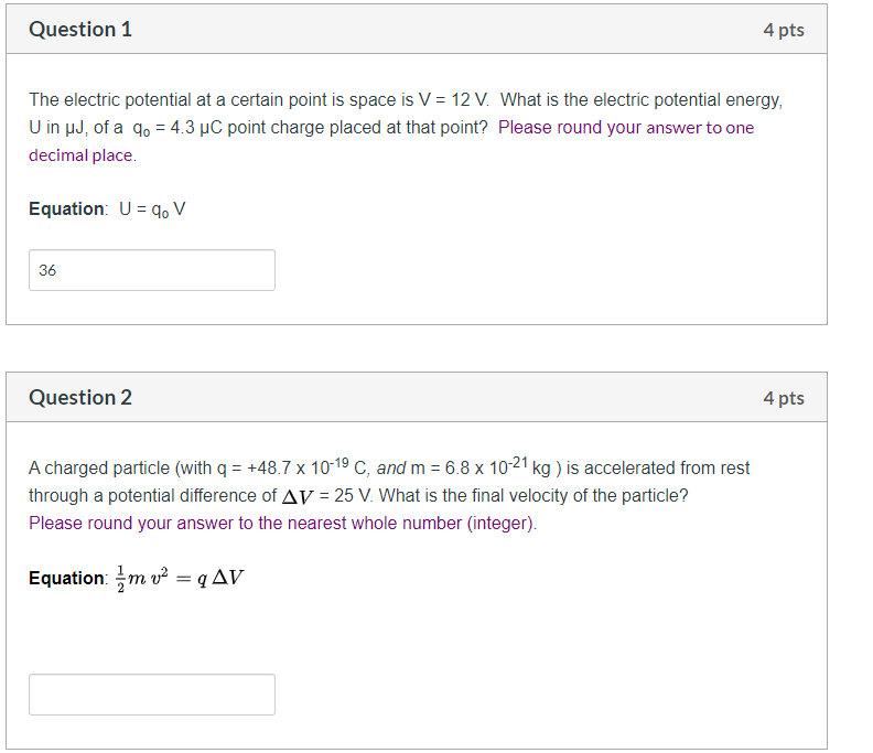 Solved Question 1 4 pts The electric potential at a certain | Chegg.com