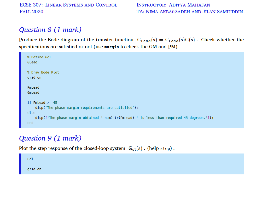 Solved 1. Bode Plot, Gain Margin, and Phase Margin Consider | Chegg.com