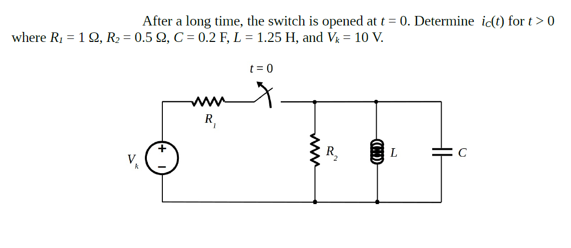 Solved After a long time, the switch is opened at t = 0. | Chegg.com