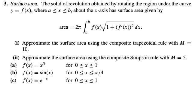 Solved 3. Surface Area. The Solid Of Revolution Obtained By | Chegg.com