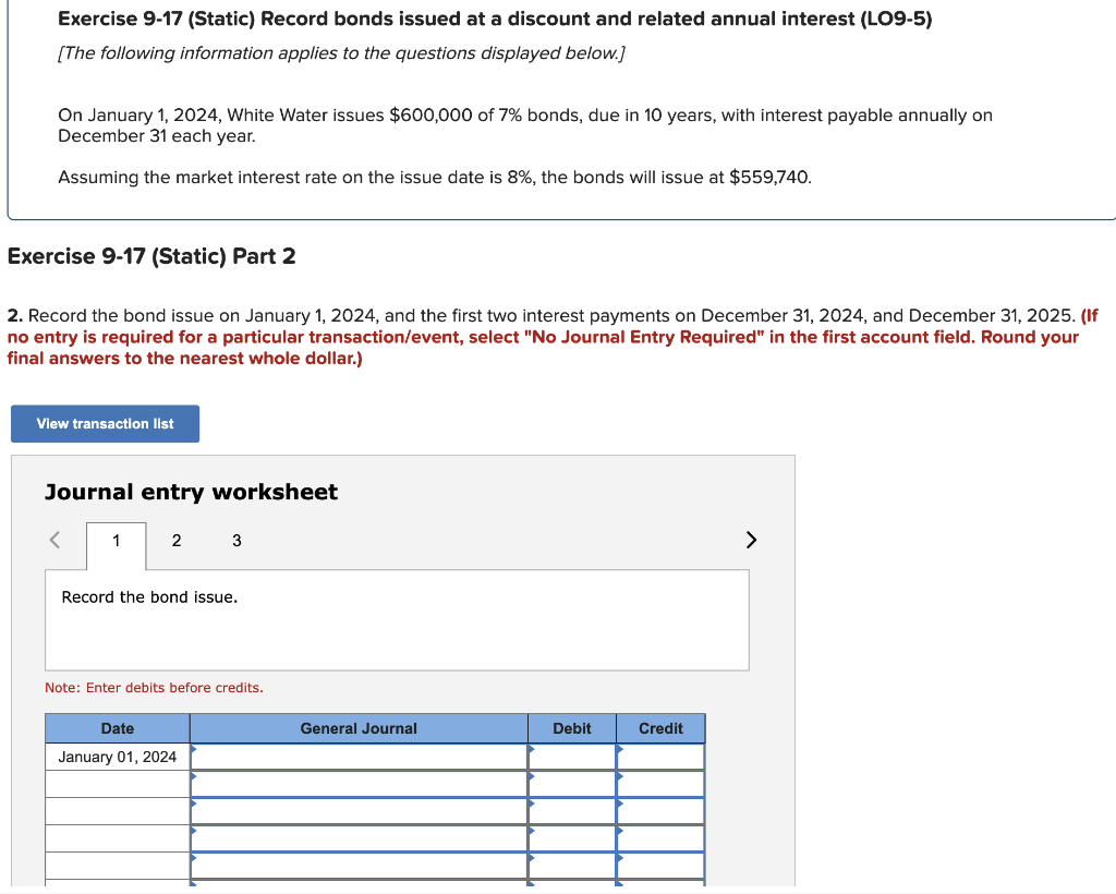 Solved Required Information Exercise 9-17 (Static) Record | Chegg.com