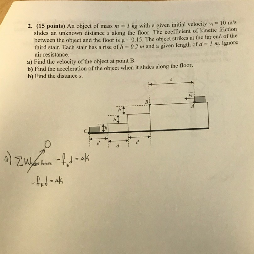 Solved 2. (15 points) An object of mass m = 1 kg with a | Chegg.com