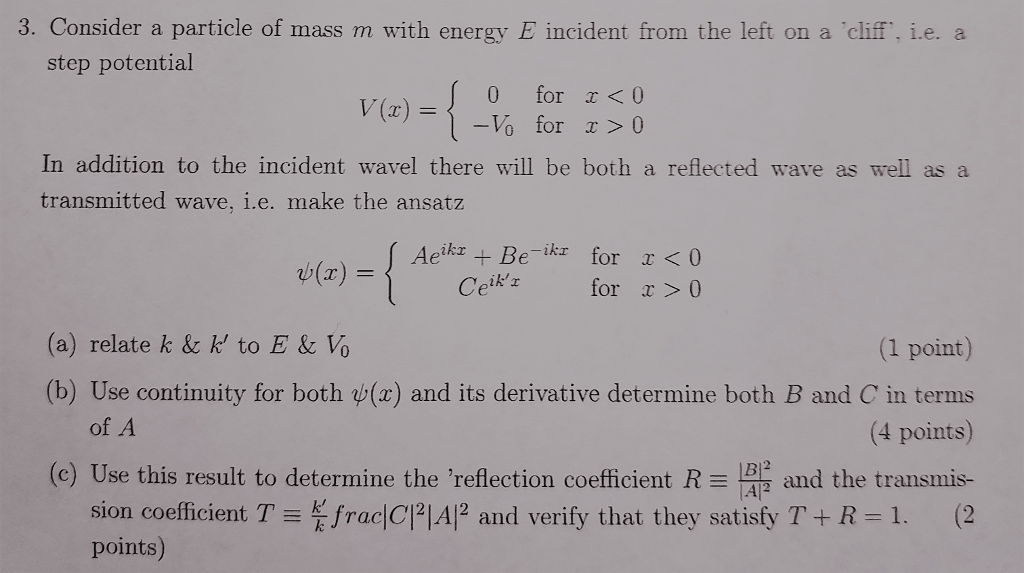 Solved 3. Consider a particle of mass m with energy E | Chegg.com
