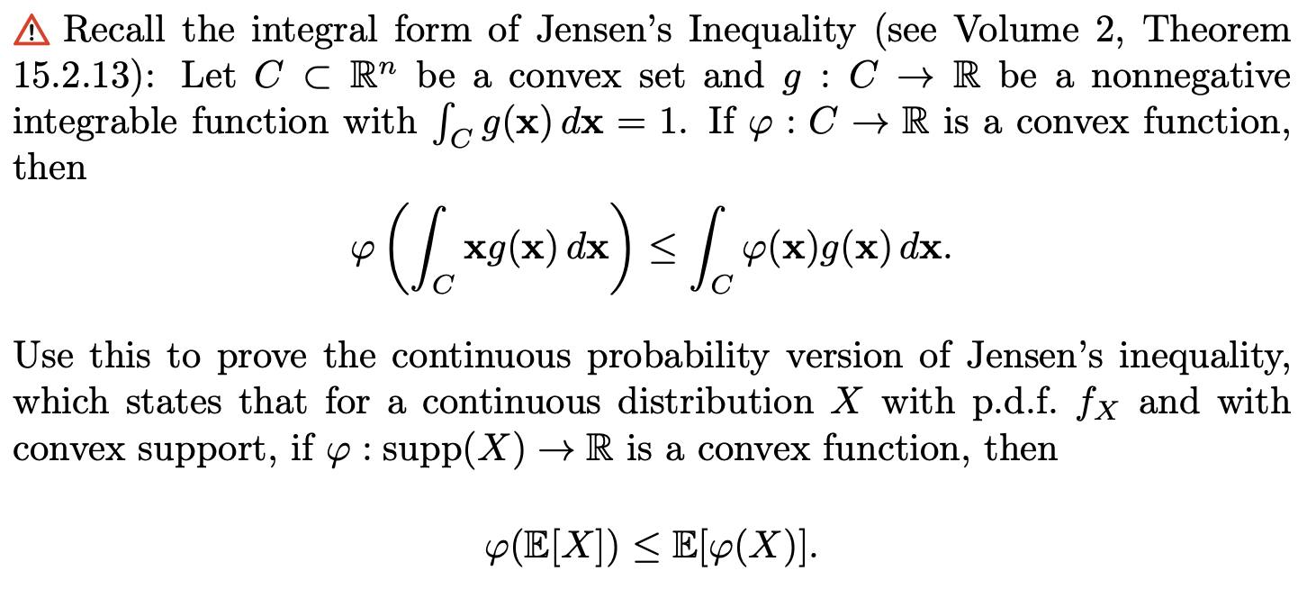 Solved Recall The Integral Form Of Jensen's Inequality | Chegg.com