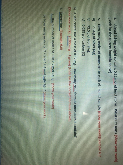 Solved A lead fishing weight contains 0.12 mole of lead