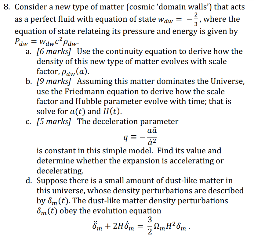 Solved Kindly help with this cosmology question and if | Chegg.com