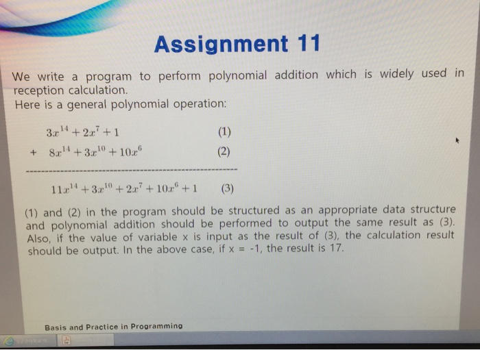 Solved Assignment 11 We write a program to perform | Chegg.com
