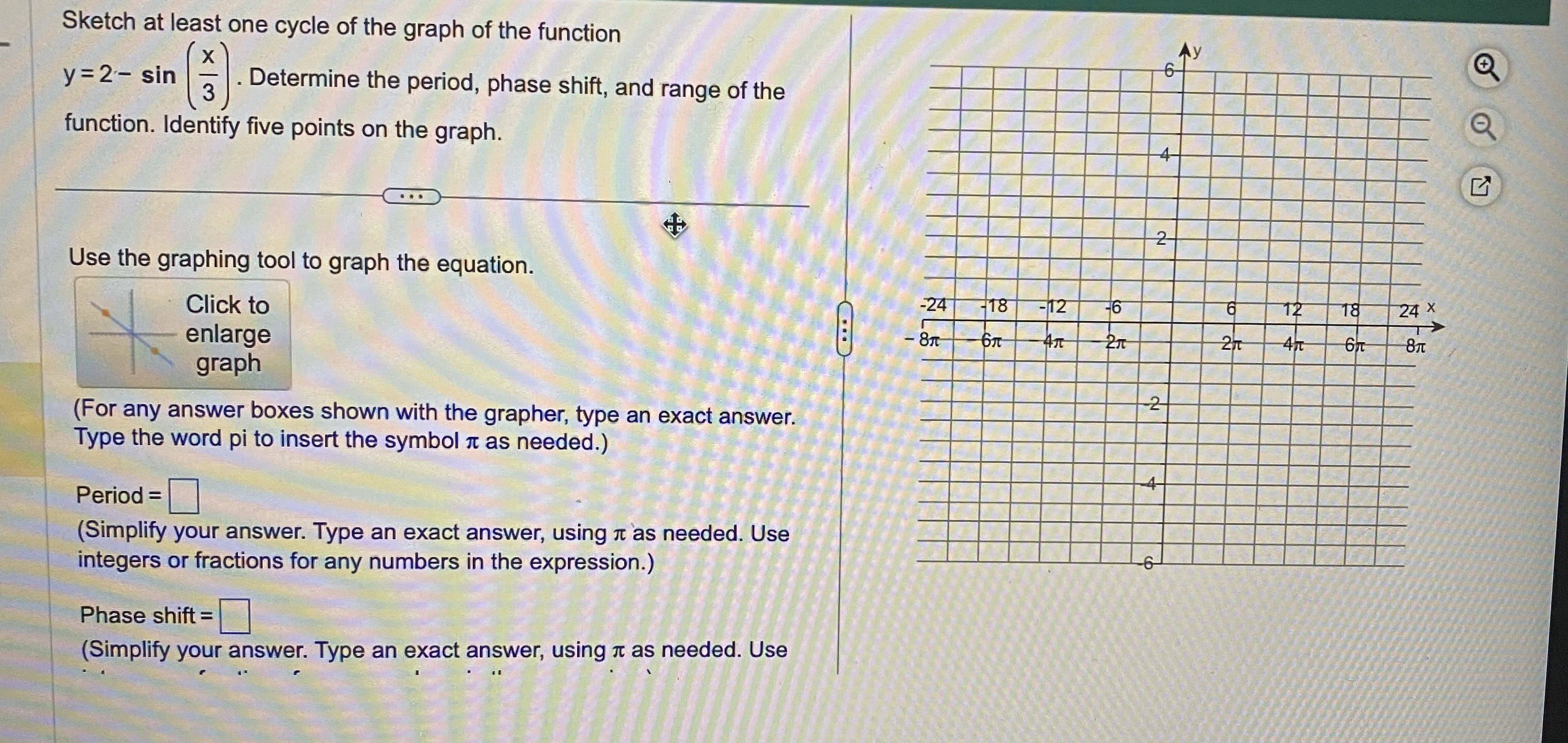 Solved Sketch at least one cycle of the graph of the | Chegg.com