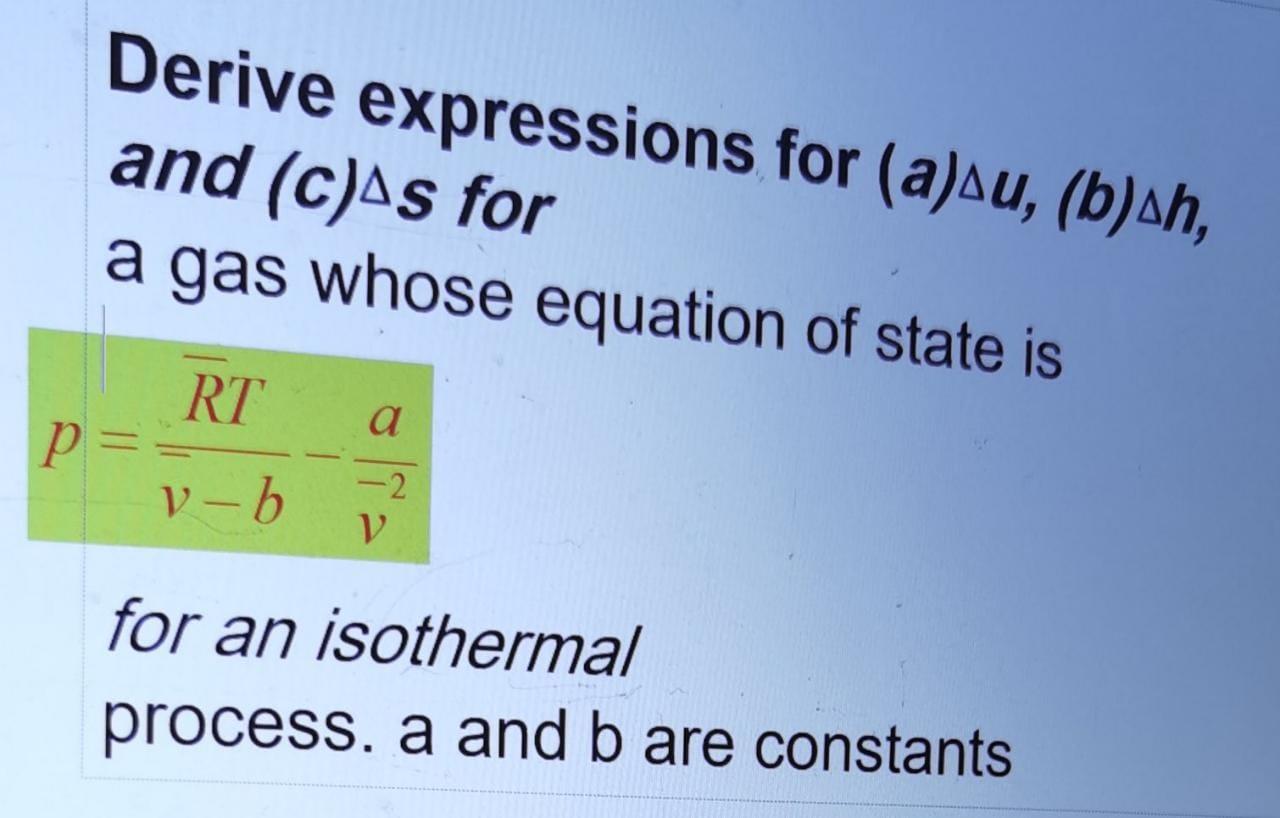 Solved Derive Expressions For (a)au, (b)sh, And (c)As For A | Chegg.com