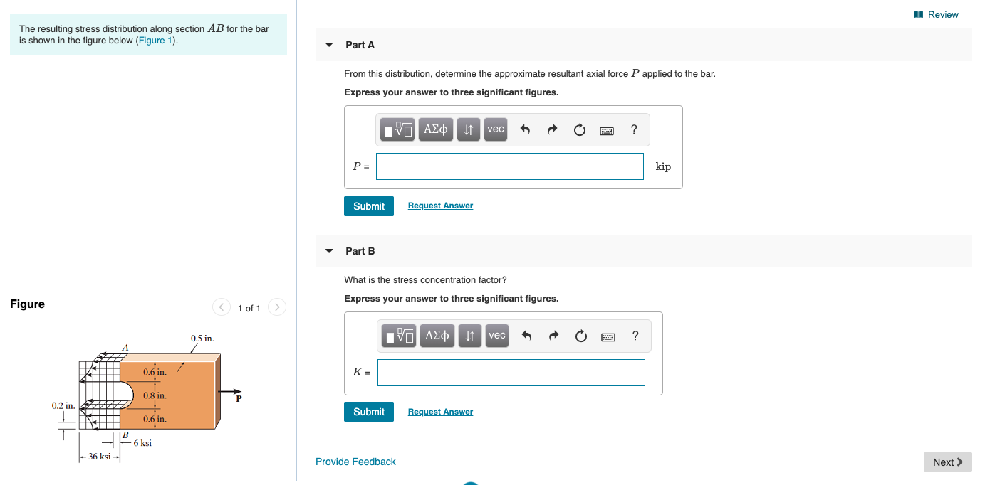 Solved u Review The resulting stress distribution along | Chegg.com
