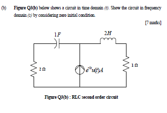 Solved b) Figure Q3(b) below shows a circuit in time domain | Chegg.com