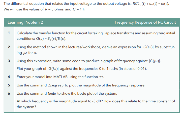 Solved The differential equation that relates the input | Chegg.com