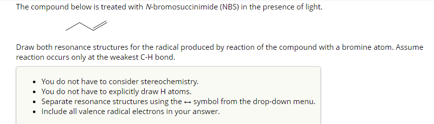 Solved The compound below is treated with N-bromosuccinimide | Chegg.com