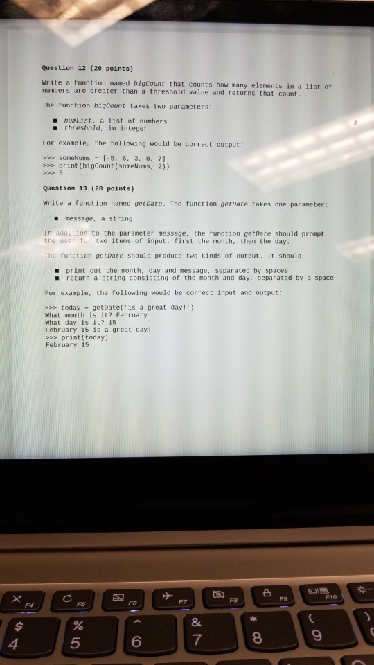 Solved Question 11A (10 points) write a function named | Chegg.com