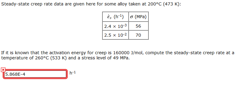 Solved Steady State Creep Rate Data Are Given Here For So Chegg Com