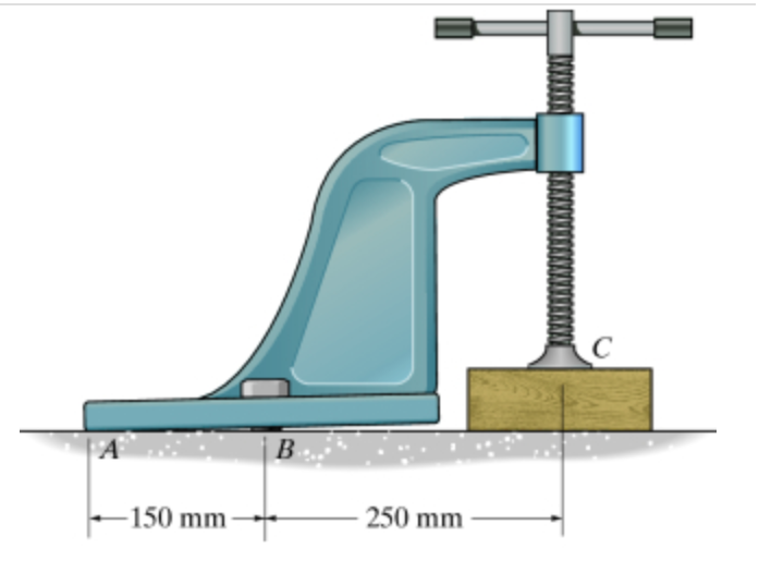 Solved The holddown clamp exerts a compressive force of 360