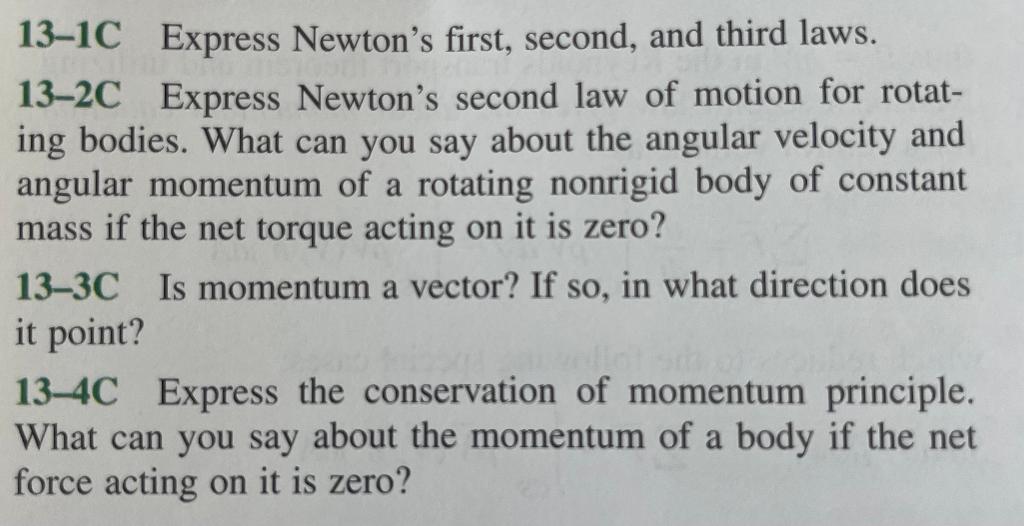 Solved 13-2C Express Newton's second law of motion for | Chegg.com