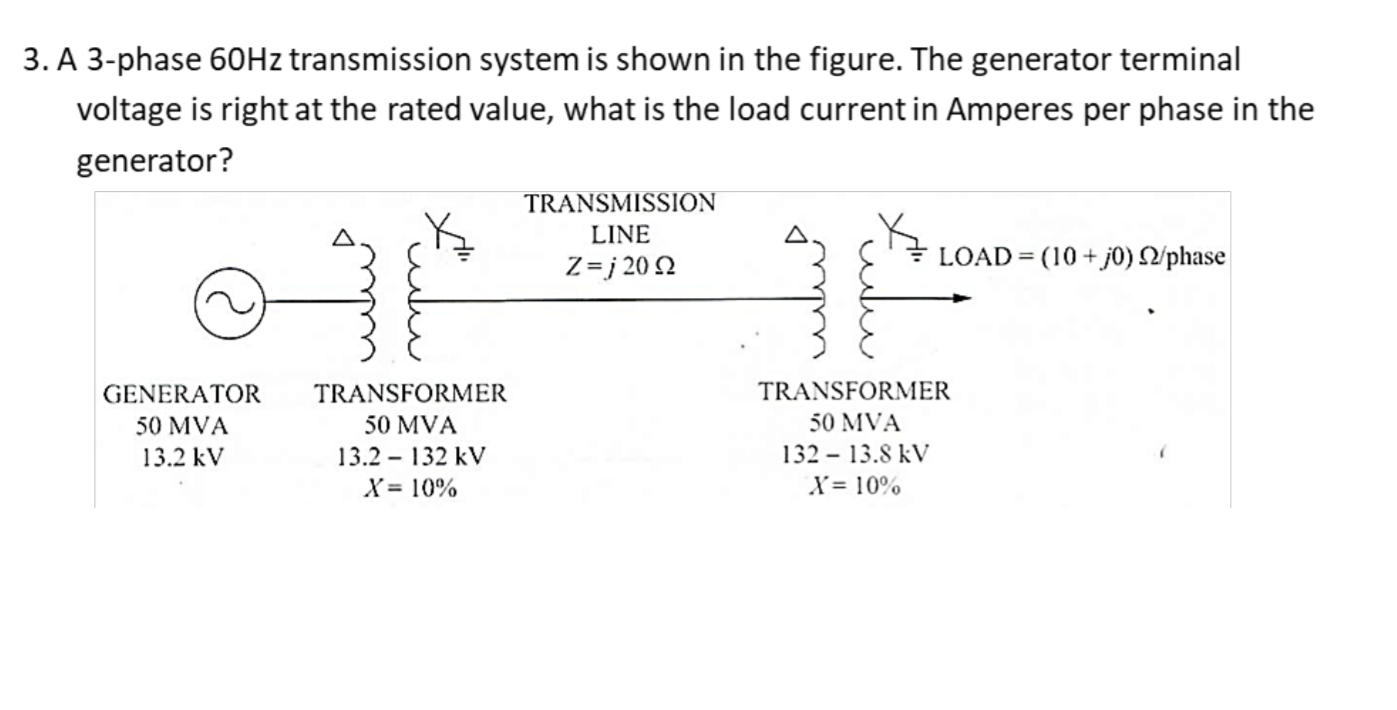 Solved 3. A 3-phase 60Hz transmission system is shown in the | Chegg.com