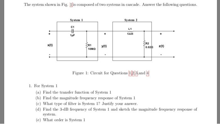 Solved The system shown in Fig.is composed of two systems in | Chegg.com