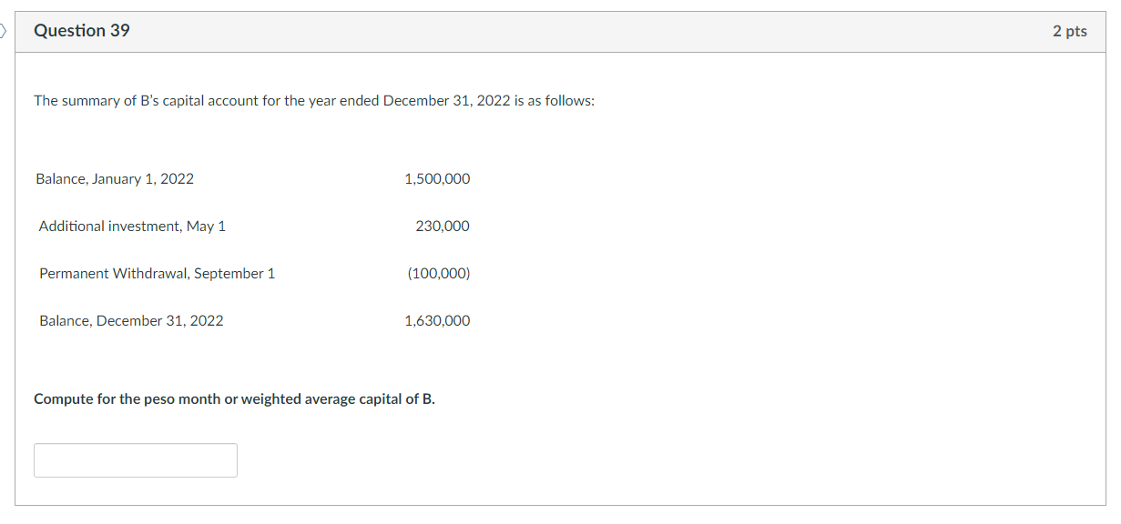 Solved The Summary Of B's Capital Account For The Year Ended | Chegg.com