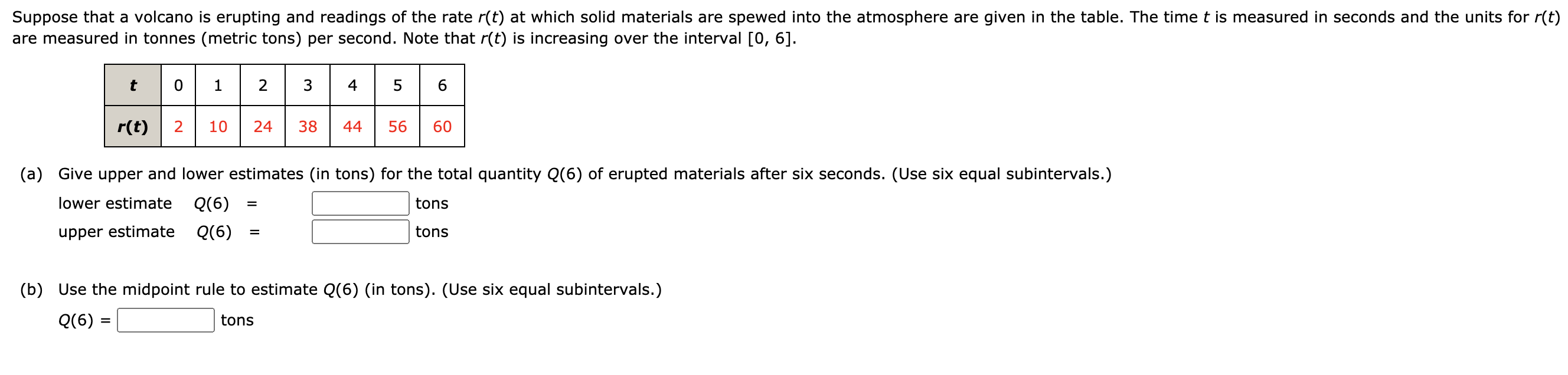 Solved Suppose That A Volcano Is Erupting And Readings Of | Chegg.com