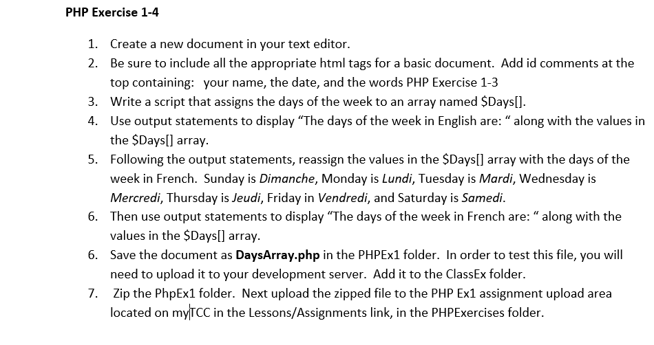 Solved PHP Exercise 1-4 1. Create a new document in your | Chegg.com