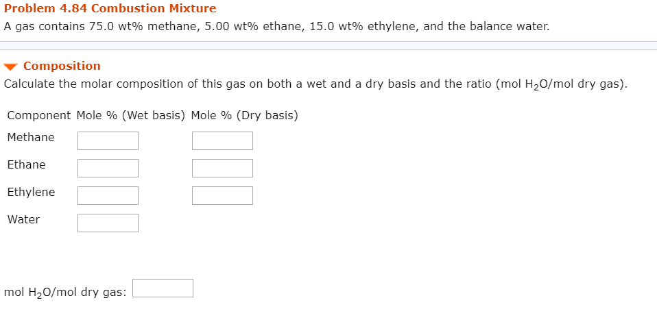 Solved Problem 4.84 Combustion Mixture A Gas Contains 75.0 | Chegg.com