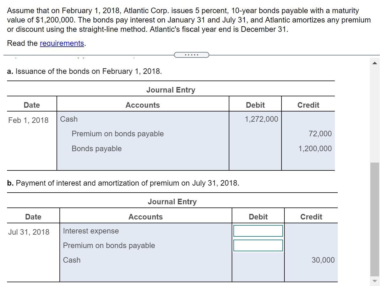 Solved Assume that on February 1, 2018, Atlantic Corp. | Chegg.com