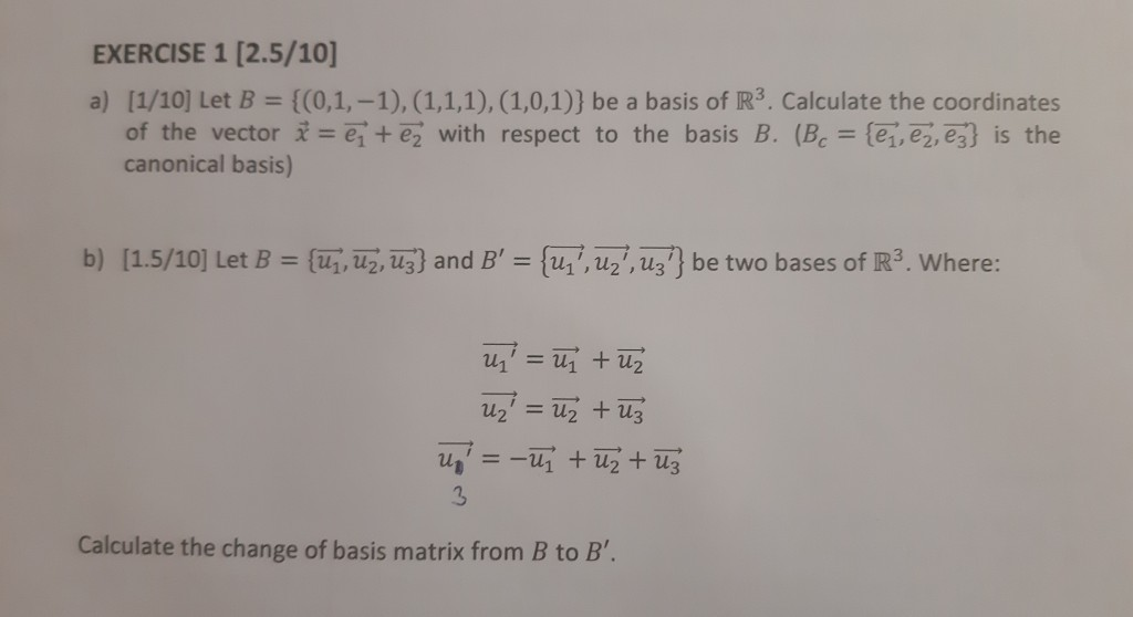 Solved Exercise 1 [2 5 10] A [1 10] Let B [ 0 1 1