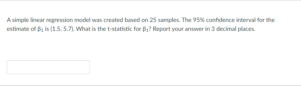 Solved A Simple Linear Regression Model Was Created Based On | Chegg.com