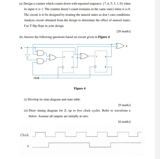 Solved (a) Design a counter which counts down with repeated | Chegg.com