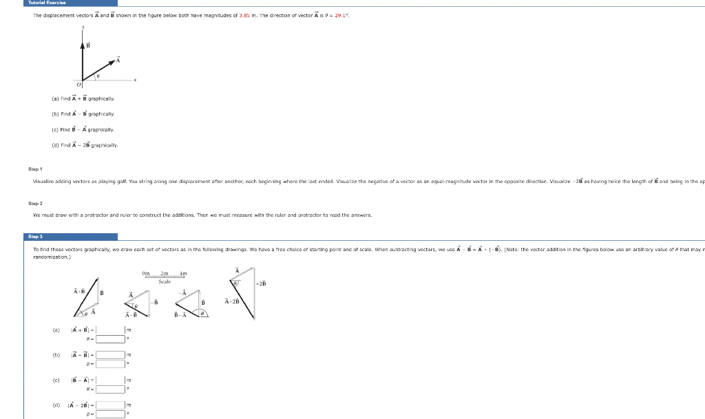 Solved Tutorial Exercise The displacement vectors A and B | Chegg.com
