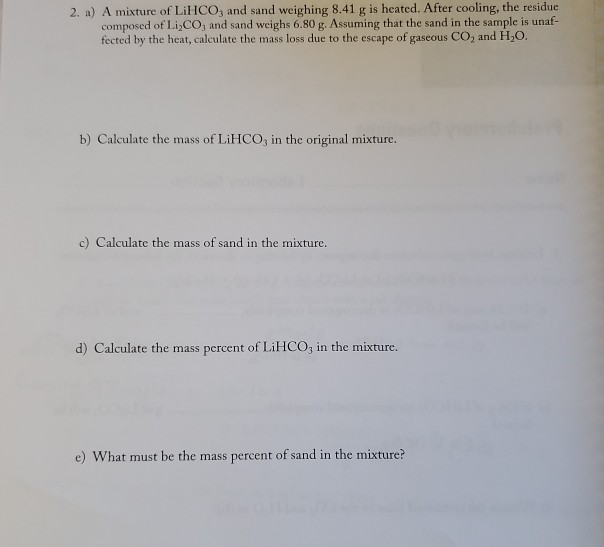 Solved 1. Lithium Hydrogen Carbonate By Heatin