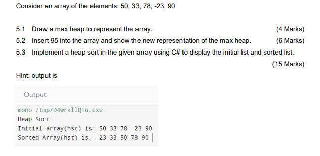 Solved Consider an array of the elements: 50,33,78,−23,90 | Chegg.com