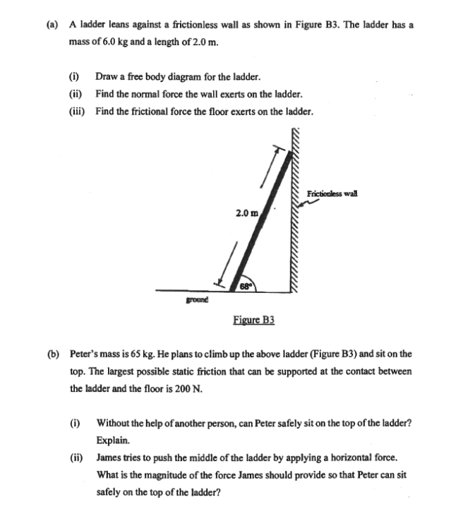 Solved (a) A Ladder Leans Against A Frictionless Wall As | Chegg.com