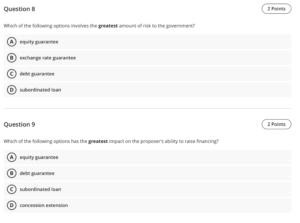 Solved Question 8 2 Points Which of the following options | Chegg.com