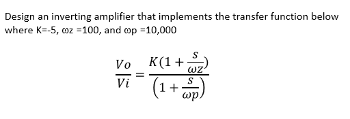 Solved Design an inverting amplifier that implements the | Chegg.com