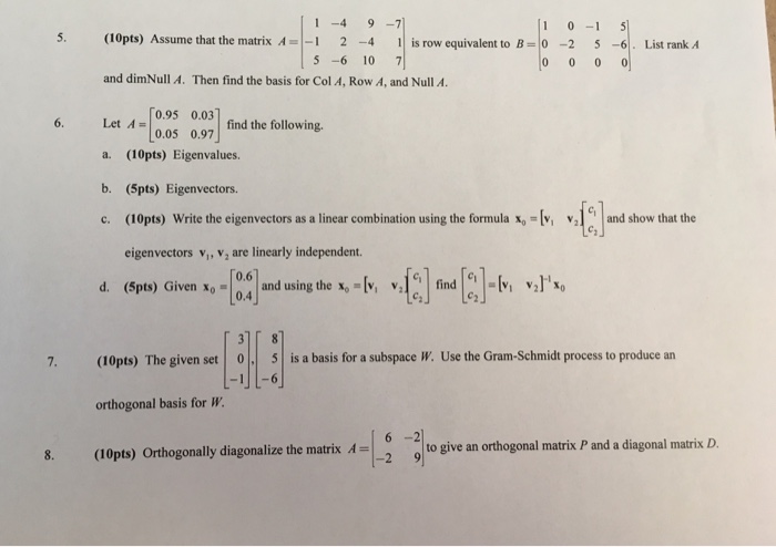 Solved 1-4 9-7 2-4 5 -6 10 7 1 0-1 5 (10pts) Assume that the | Chegg.com