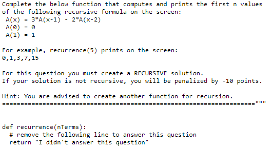 Solved Complete the below function that computes and prints | Chegg.com
