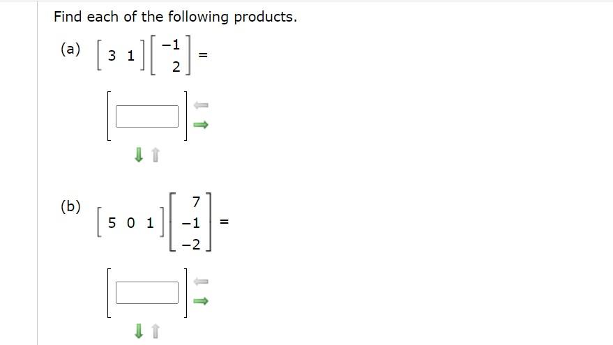 Solved Find each of the following products. (a) 1 3 1 JI = 2 | Chegg.com