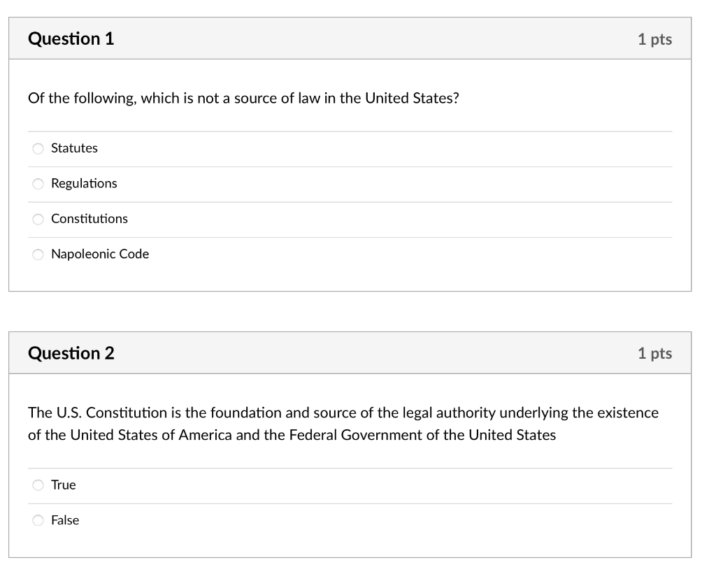 Solved Of the following, which is not a source of law in the | Chegg.com