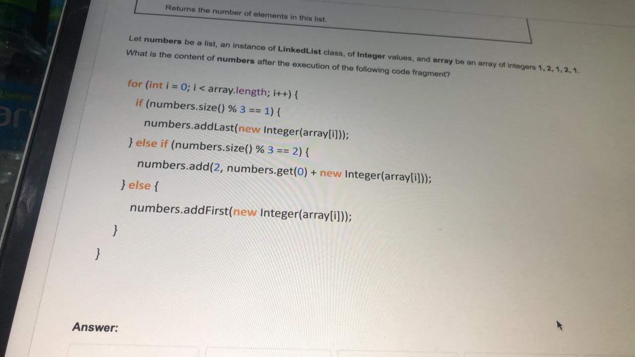 Solved Returns the number of elements in this list. Let | Chegg.com