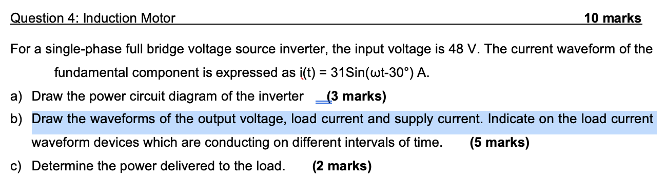 Solved Question 4: Induction Motor 10 marks For a | Chegg.com