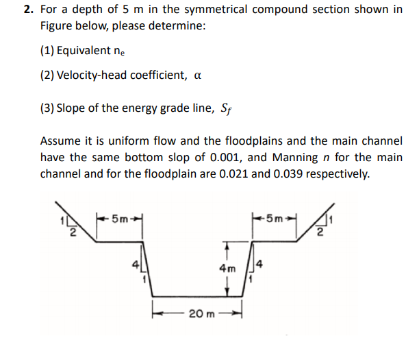 Solved 2. For a depth of 5 m in the symmetrical compound | Chegg.com